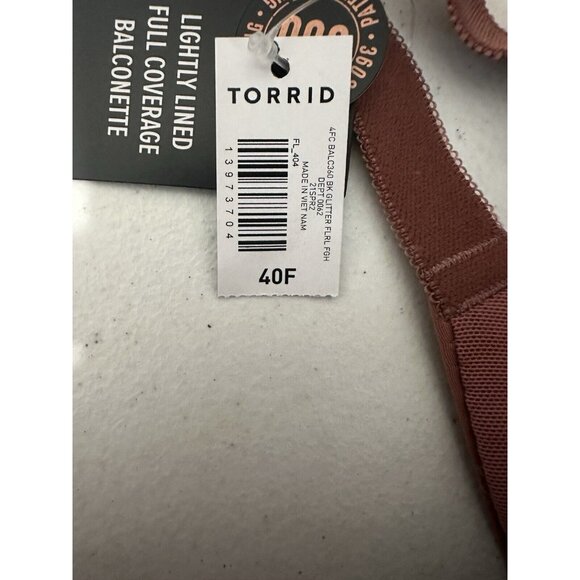 Torrid Floral Glitter Lightly Lined Full Coverage Balconette Bra Size 40F - Picture 3 of 9